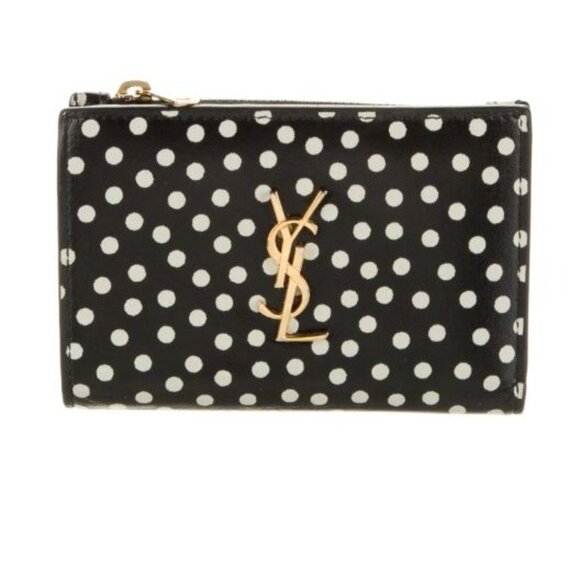 Saint Laurent Black Polka Dot Wallet - Picture 1 of 4
